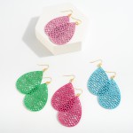 Wholesale leather Stamped Honeycomb Teardrop Earrings L