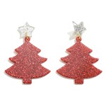 Wholesale glitter Acetate Christmas Tree Drop Earrings L