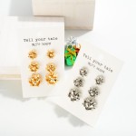 Wholesale set Three Gift Bow Stud Earrings L