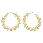 Wholesale leaf Drop Hoop Earring L Gold Silver Dipped