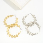 Wholesale leaf Drop Hoop Earring L Gold Silver Dipped
