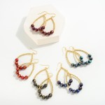 Stone Beaded Teardrop Earrings 

- Approximately 2" L