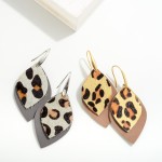 Leather Teardrop Earring With Animal Print Accent

- Approximately 2.5" L