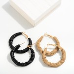 Wholesale leather Wrapped Drop Hoop Earring L