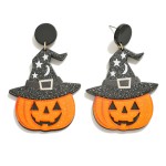 Wholesale glitter Halloween Pumpkin Drop Earring L