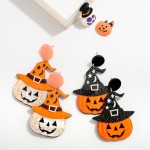 Wholesale glitter Halloween Pumpkin Drop Earring L