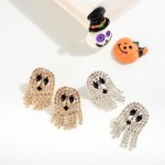 Wholesale rhinestone Ghost Tassel Post Drop Earrings L