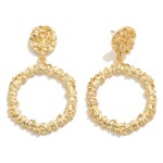 Wholesale textured Metal Hoop Drop Earrings L
