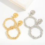 Wholesale textured Metal Hoop Drop Earrings L
