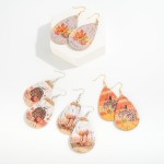 Wholesale double Sided Cork Fall Leaves Drop Earrings L