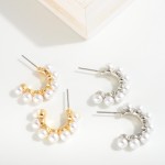 Wholesale pearl Studded Huggie Hoop Earrings D