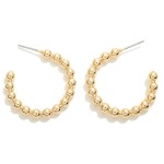 Fixed Metal Stud Bead Hoop Earrings
- Approximately 1" D