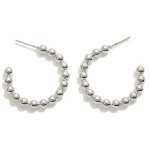 Fixed Metal Stud Bead Hoop Earrings

- Approximately 1" D