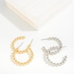 Fixed Metal Stud Bead Hoop Earrings

- Approximately 1" D