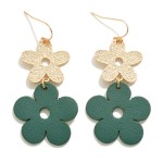 Wholesale dimpled Metal Leather Cut Flower Drop Earrings L