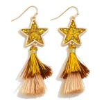 Glitter Star Drop Earring With Layered Tassel Detail

- Approximately 2.5" L