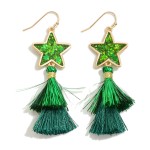 Glitter Star Drop Earring With Layered Tassel Detail

- Approximately 2.5" L