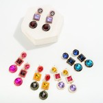 Wholesale linked Crystal Drop Earring Enamel Edge Detail L Hypoallergenic Titani