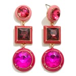 Wholesale linked Crystal Drop Earring Enamel Edge Detail L Hypoallergenic Titani