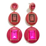 Glass Crystal Drop Earring With Enamel Detail

- Approximately 3" L 
- Hypoallergenic Titanium Post 