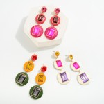 Wholesale glass Crystal Drop Earring Enamel Detail L Hypoallergenic Titanium Pos