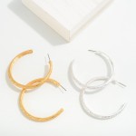 Wholesale simple Textured Drop Hoop Earring L Hypoallergenic Titanium Post