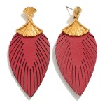 Teardrop Feathered Leather Post Drop Earrings

- Hypoallergenic Titanium Post
- Approximately 3.25"L