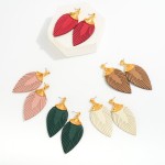 Teardrop Feathered Leather Post Drop Earrings

- Hypoallergenic Titanium Post
- Approximately 3.25"L