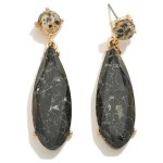 Stone Pebble Resin Teardrop Earring With Hypoallergenic Titanium Post 

- Approximately 2" L