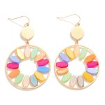 Gold Circular Drop Earrings Featuring Beaded Accents

- Approximately 2.75" L