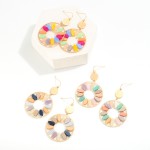 Gold Circular Drop Earrings Featuring Beaded Accents

- Approximately 2.75" L