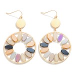 Gold Circular Drop Earrings Featuring Beaded Accents

- Approximately 2.75" L