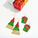 Glitter Studded Christmas Gift Drop Earring

- Approximately 2" L