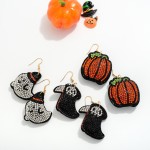 Wholesale rhinestone Studded Pumpkin Puffer Drop Earrings L