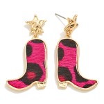 Wholesale western Faux Fur Cowboy Boot Drop Earrings L