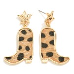 Wholesale western Faux Fur Cowboy Boot Drop Earrings L