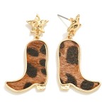 Wholesale western Faux Fur Cowboy Boot Drop Earrings L