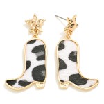 Wholesale western Faux Fur Cowboy Boot Drop Earrings L