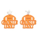 Wholesale game Day Football Drop Earrings Star Posts L