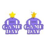 Wholesale game Day Football Drop Earrings Star Posts L