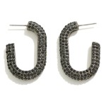 Wholesale simple Rhinestone Studded Drop Hoop Earring L