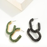 Wholesale simple Rhinestone Studded Drop Hoop Earring L