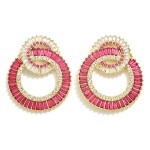 Wholesale glass Crystal Studded Two Rotating Circular Drop Earring L