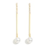 Wholesale long Pearl Drop Earrings Rhinestone Accents L