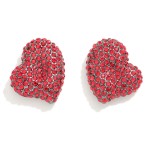 Pave Rhinestone Heart Stud Earrings

- Approximately .75"L