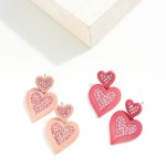 Wholesale rhinestone Studded Metal Heart Drop Earrings L