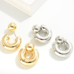 Wholesale smooth Metal Huggie Hoop Circular Earring Jacket Detail L