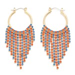 Wholesale two Rhinestone Tassel Drop Hoop Earring L