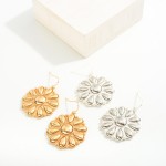 Metal Tone Flower Drop Earrings

- Approximately 1.5"L