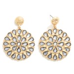 Wholesale gold Rhinestone Statement Floral Drop Earring L